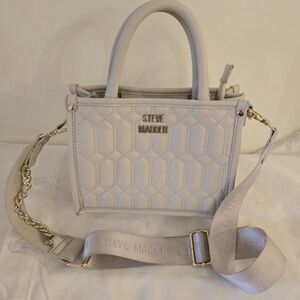 Steve Madden Beige Quilted Satchel Crossbody Or Handbag